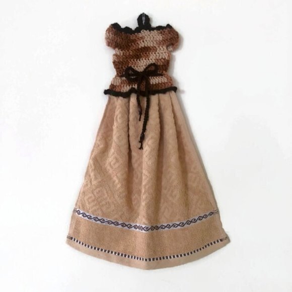 Crochet dress towel, Handmade hand towel decor - Picture 1 of 7